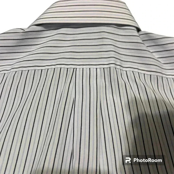 STAFFORD White and Blue Long Sleeves Button Down Mans Shirt Size 18 3-35 regular - Picture 2 of 5